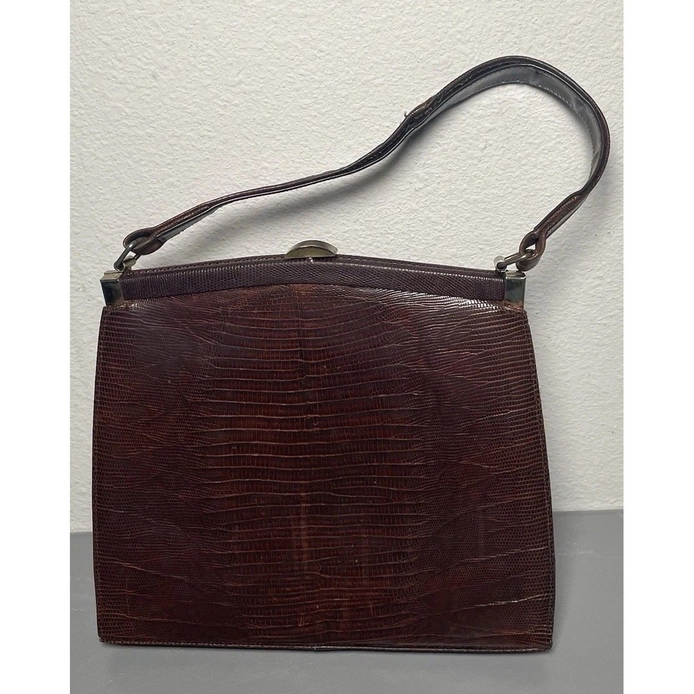 Vintage Bellestone Reptile Embossed Leather‎ Women's Satchel Handbag